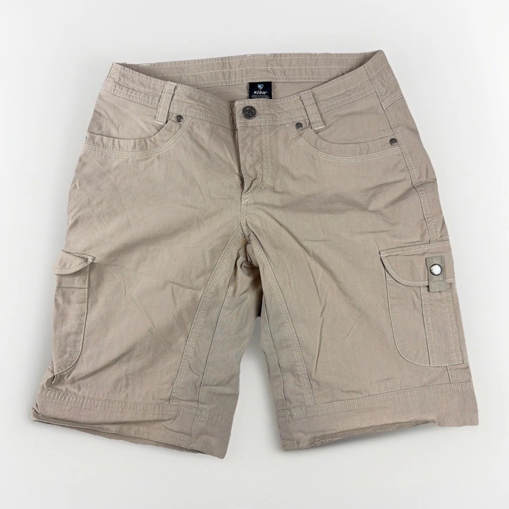 Kuhl Cargo Shorts Womens 6 Tan Khaki Vintage Patina Dye Hiking Utility Pocket
